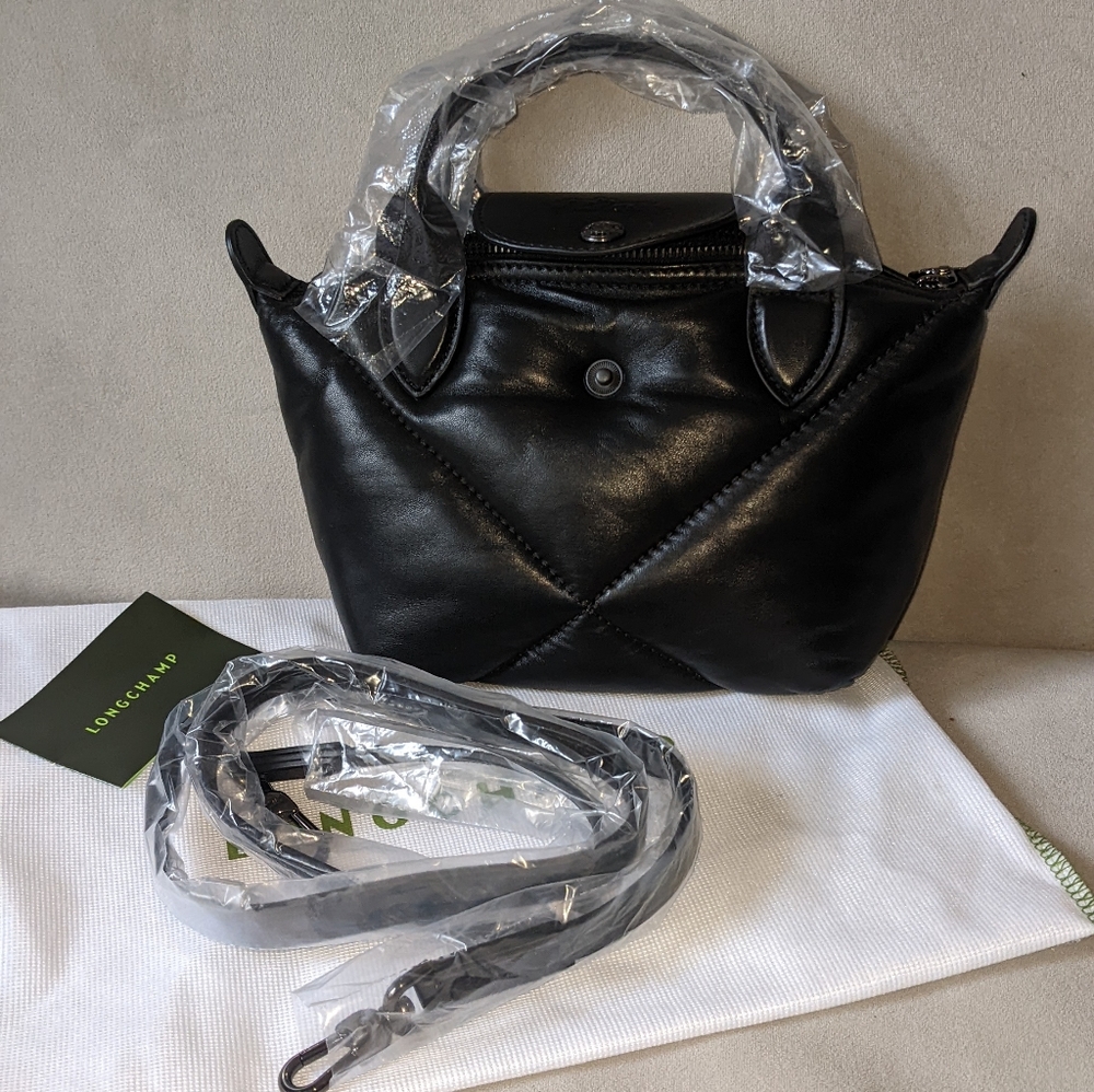 Longchamp le pliage cuir extra small top handle bag